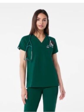 NWT Figs Catarina One-Pocket Scrub Top Limited Edition Forrest Green Size XS